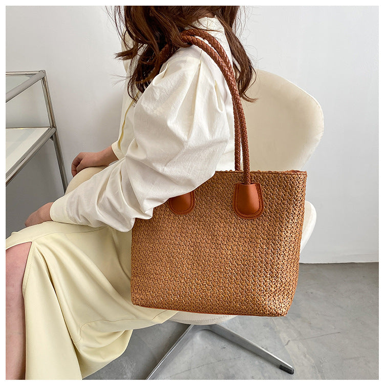 Braided Commuting Single Shoulder Tote Large Bag