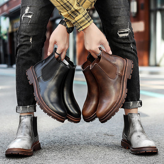 Men's Leather Trend High Top Martin Boots