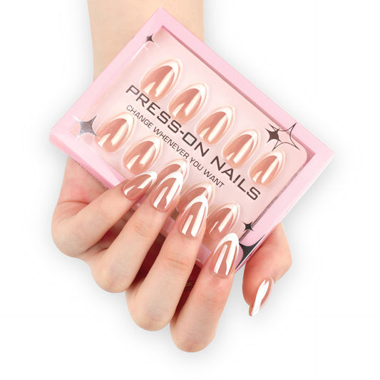 Solid Color Short Almond-shaped Nail Tips 30 Pieces High-end