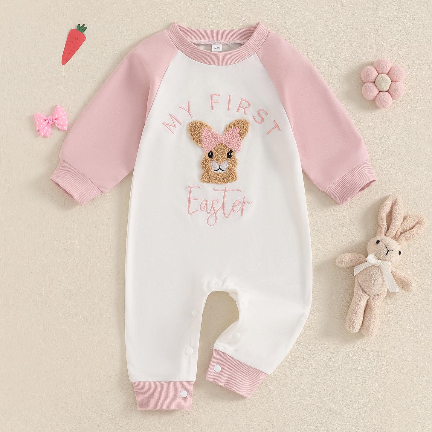 Outdoor Cartoon Color-Block Long-Sleeve Romper Jumpsuit