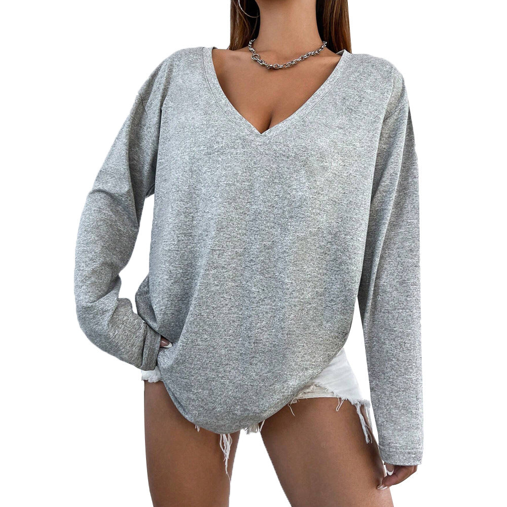Women's Solid Color Simple And Versatile T-shirt