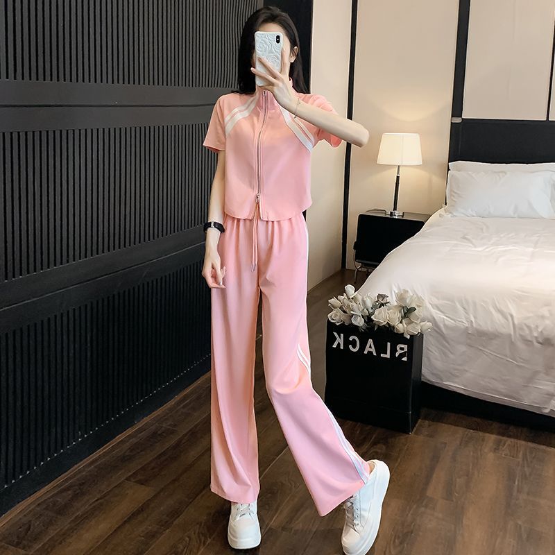 Loose Fashion Age-reducing Casual Sporty Wide-leg Pants Two-piece Set