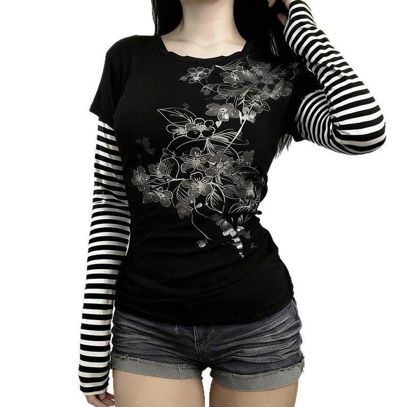 Dame To-i-én Stribet Langærmet Casual Top