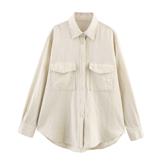 Blended Shirt Linen Blended Pleated Casual Shorts