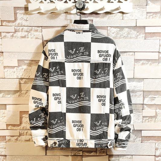 Men's Fashion Letter Denim Coat Top