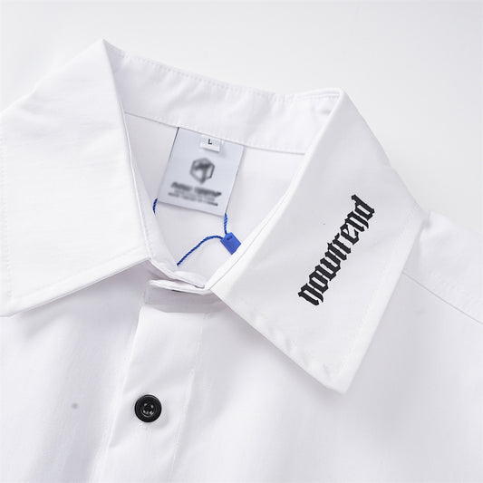 Personality Simple Pocket Letters Printing Lapel Cardigan Shirt