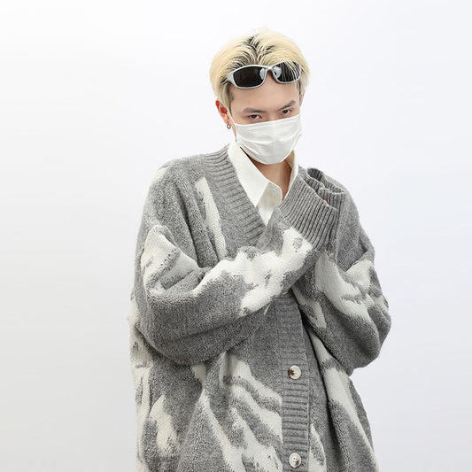 Retro Cardigan Sweater Men's Casual Loose Sweater Coat