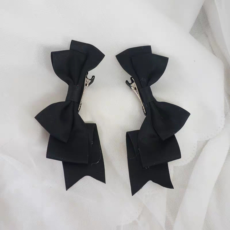 Bow Barrettes Cute Advanced Sweet Double Hair Accessory For Ponytail