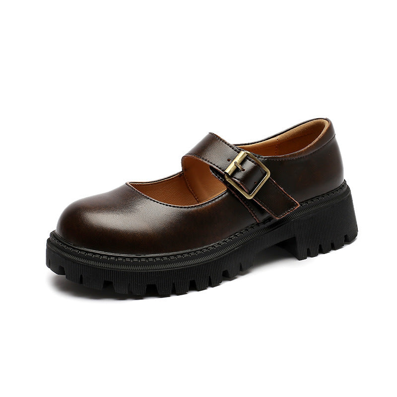 Women's Fashion Retro Buckle Mary Shoes