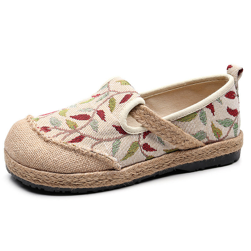 Ladies' New Cotton And Linen Floral Craft Shoes
