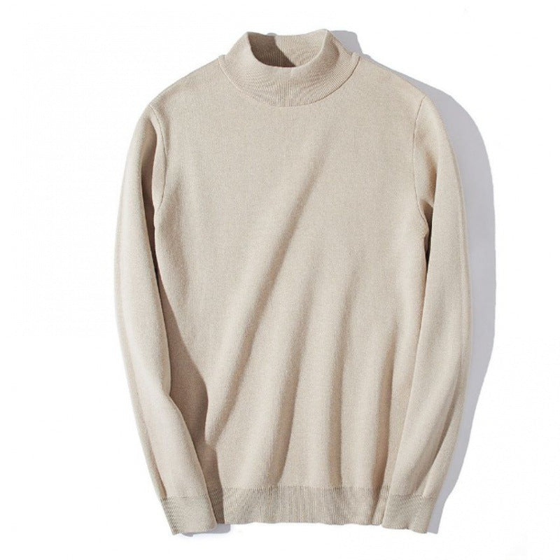 Pullover Sweater Korean Style Slim Youth Mid Collar Sweater Thick