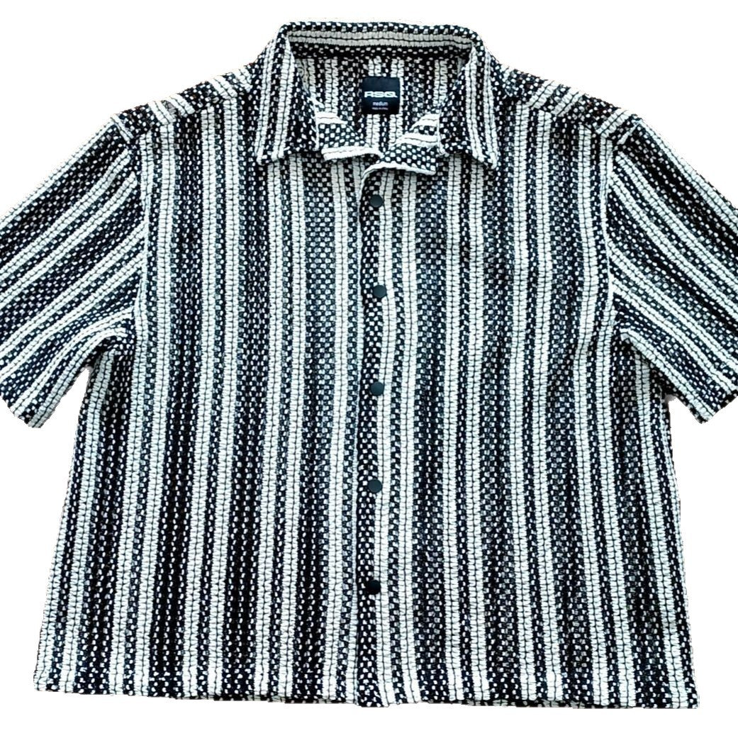 Men's Hollow-Out Cuban Collar Short-Sleeve Shirt