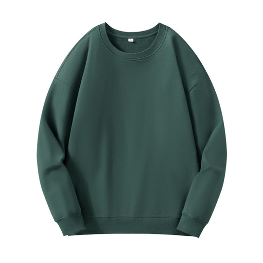 Round Neck Sweater Men's Combed Cotton Drop Shoulder Pullover