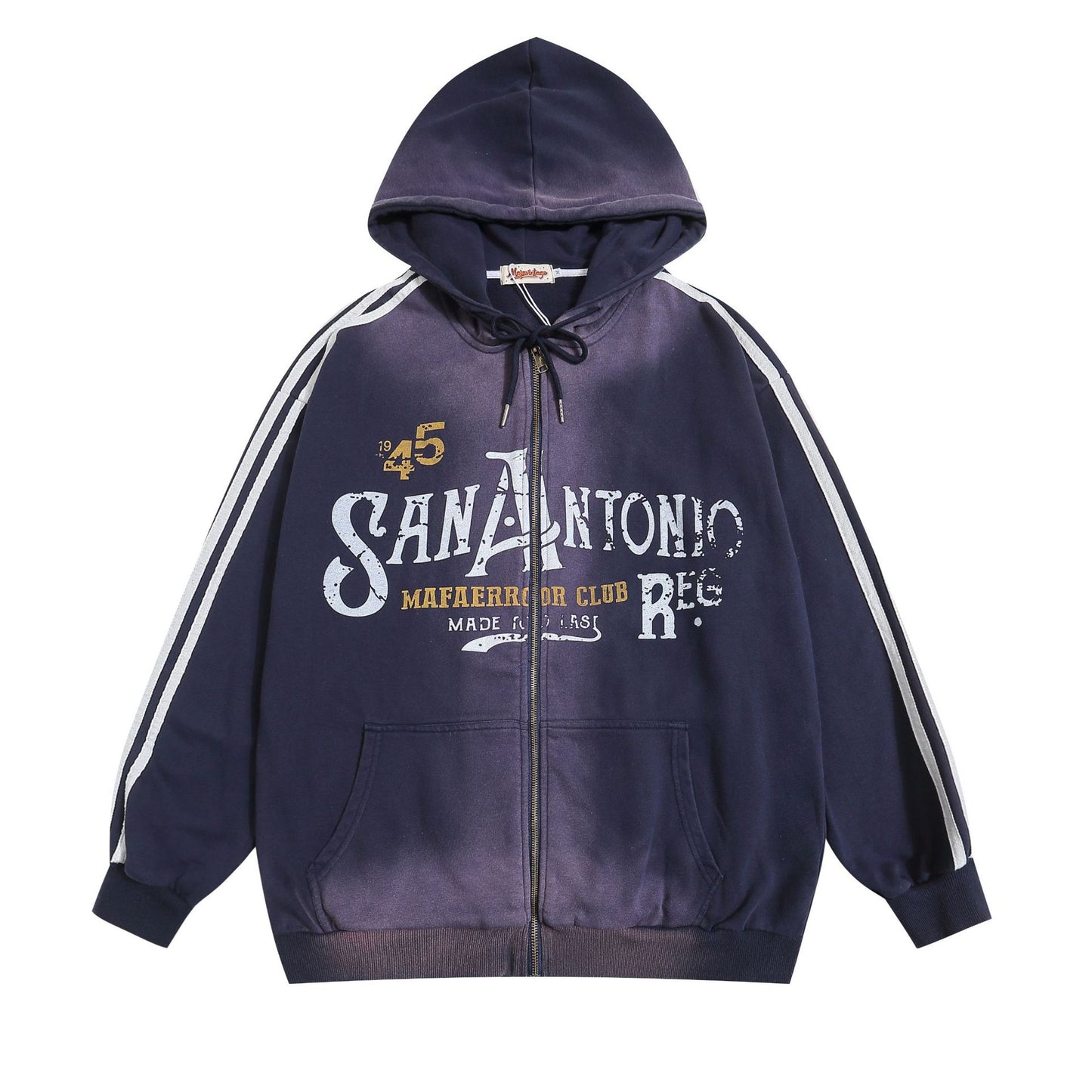 Retro Three-bar Contrast Color Raglan Hooded Sweater For Men