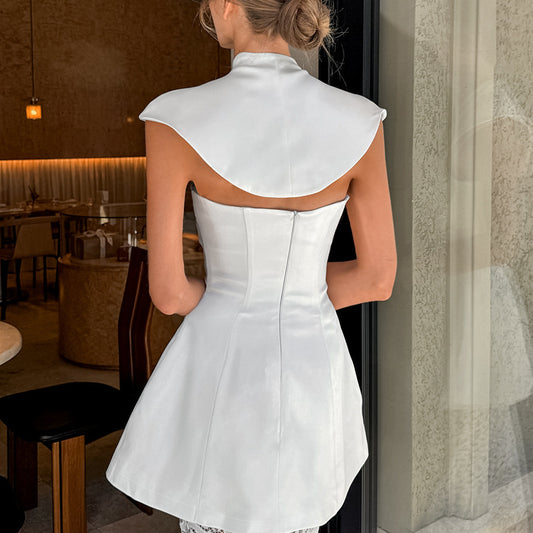 French-style Designer Womens Tube Top And White Lace Skirt Two-piece Set