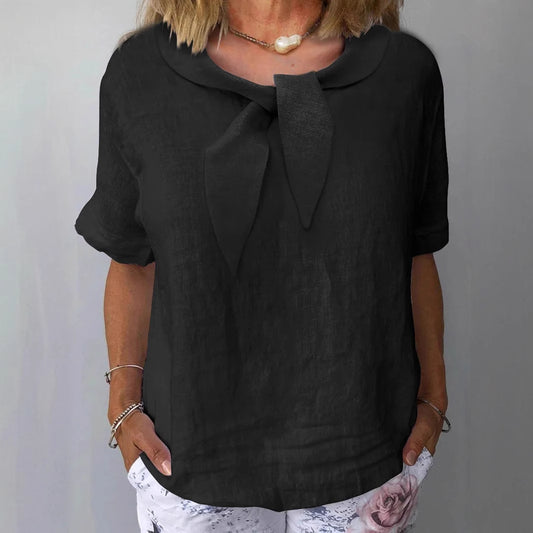 Women's Cotton And Linen Solid Color Outerwear Top