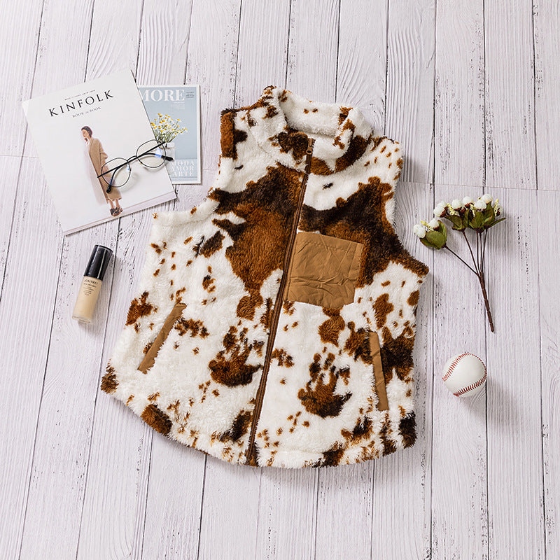 Women's Loose Printed Stand Collar Waistcoat