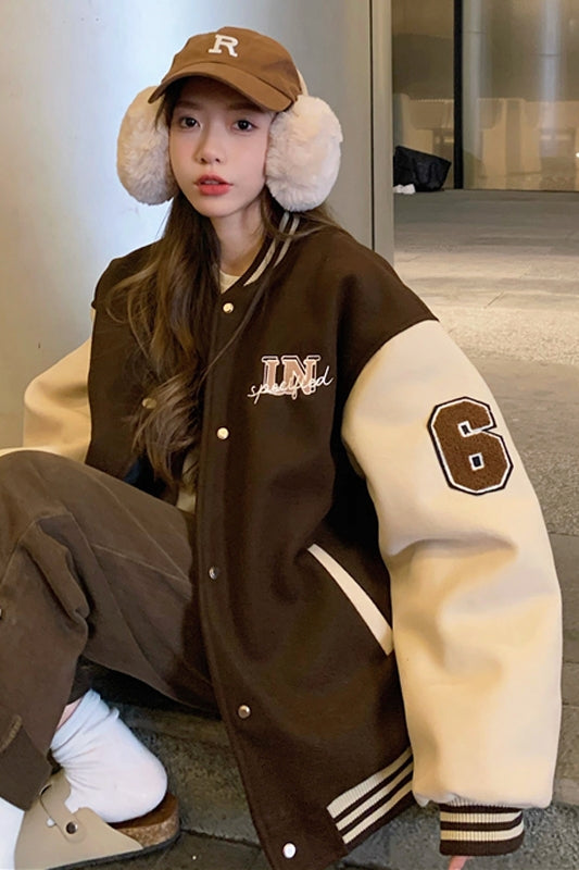 American Retro Thick BF Wind Loose Jacket Top Ins