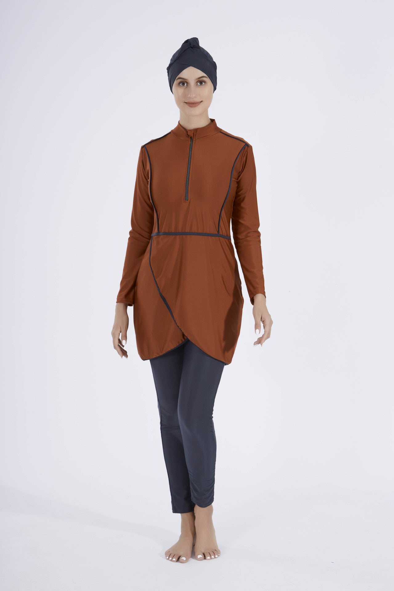 Modest Swimwear Burkini Top Hat Pants Three-piece Swimsuit