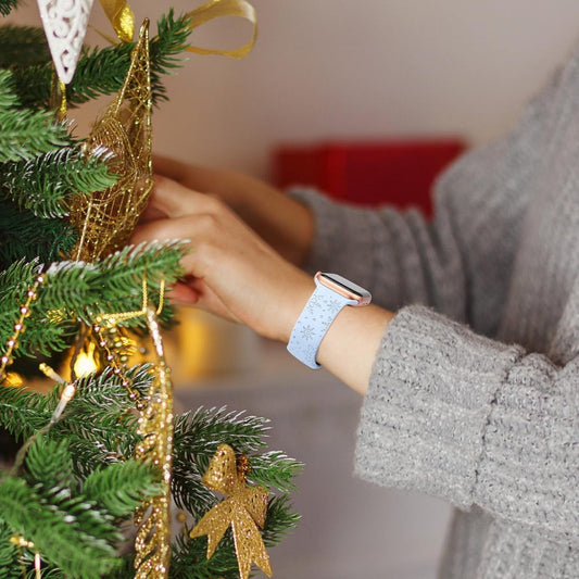 Versatile Christmas Snowflake Laser-engraved Textured Silicone Watch Strap