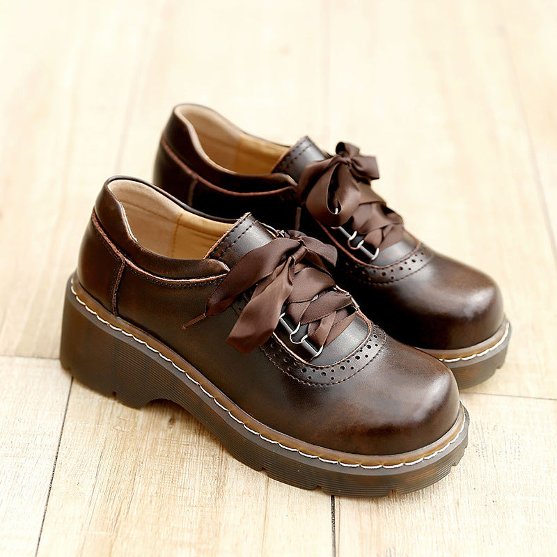 Platform Leather Women's Jk Uniform Shoes