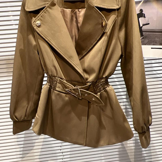 Long-sleeved Jacket With Pleated Elastic Waistband