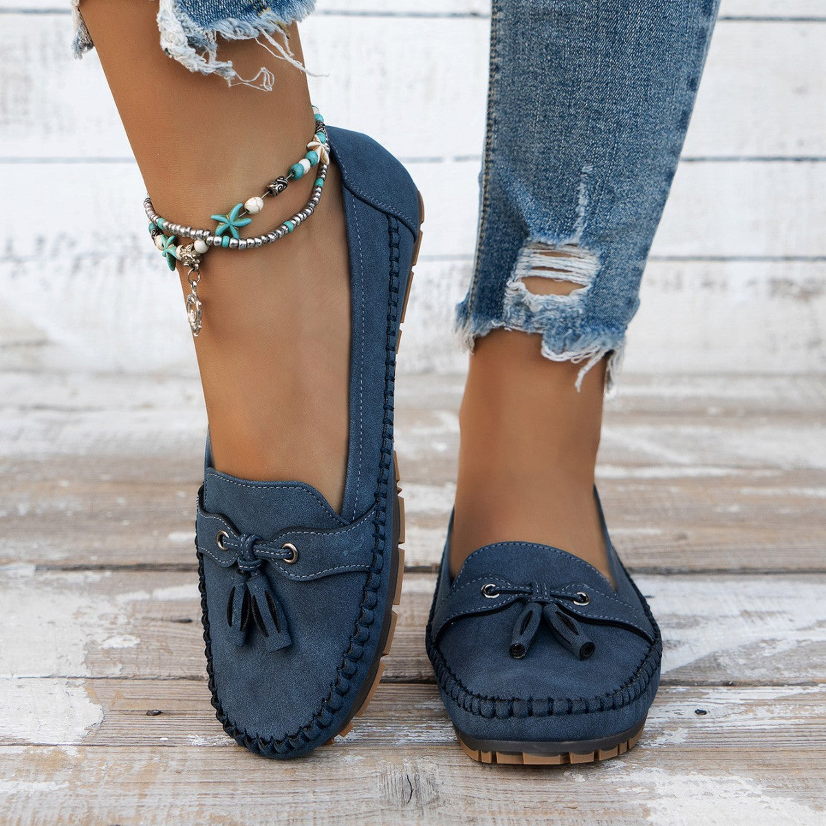 Women's Pure Color All-matching Bow Simple Flat Shoes