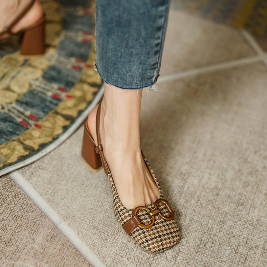 Women's Colored Baotou Thick High Heels