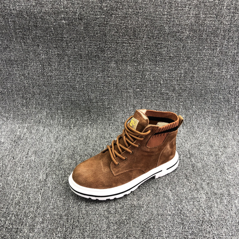 Women's Leather Round Toe Lace Up British Style Shoes