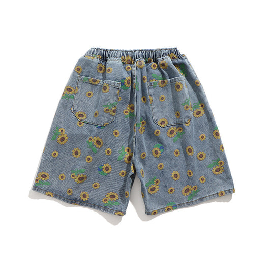 Beach Pants Drawstring Elastic Waist Five-point Men