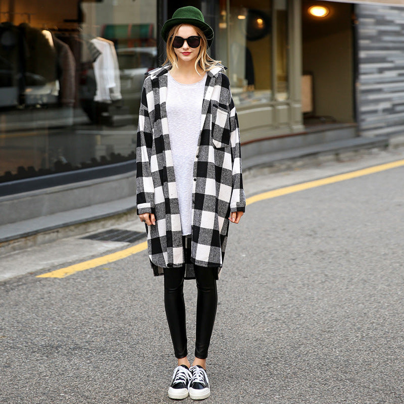 Plaid Shirt Women Loose Korean Style Bf Port Style Jacket