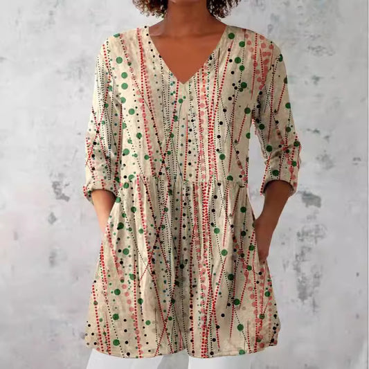 Women's Loose And Comfortable Digital Printed Round Neck Short-sleeved Top