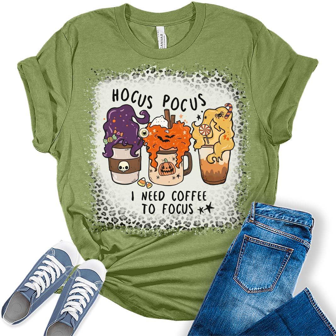 Kvinders Halloween Jeg Skal Bruge Kaffe For At Kunne Fokusere På Grafiske T-shirts