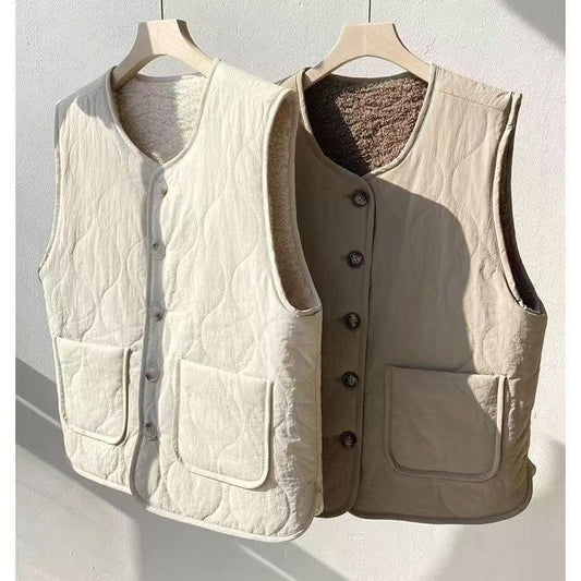 Lamb Wool Double-sided Thermal Vest Fashion Waistcoat Jacket