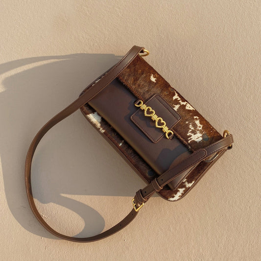 Taske i ægte hestehår, vintage, baguette, trendy crossbody