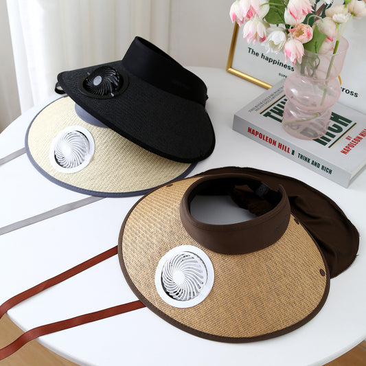 USB Charging Cap With Fan Female Sunshade Light Breathable