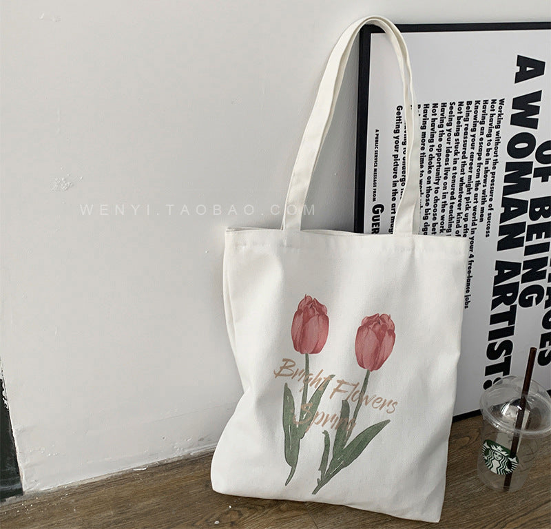 Tulip Canvas Bag Women's Shoulder Large Capacity