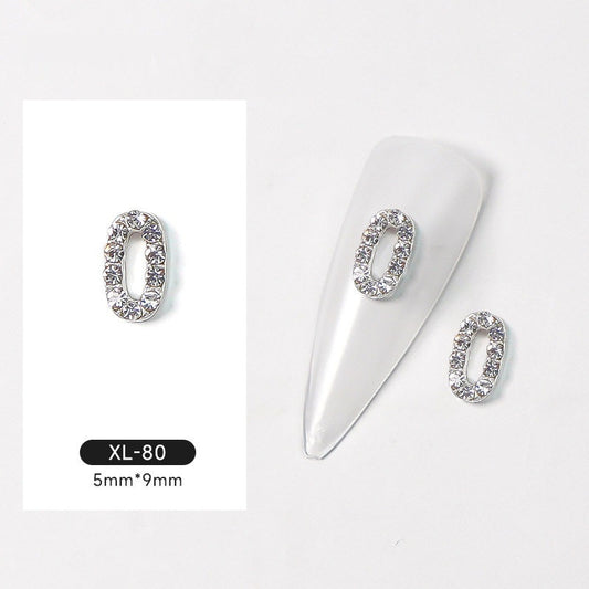 Silver Digital Sparkling Diamond Alloy Nail Decoration
