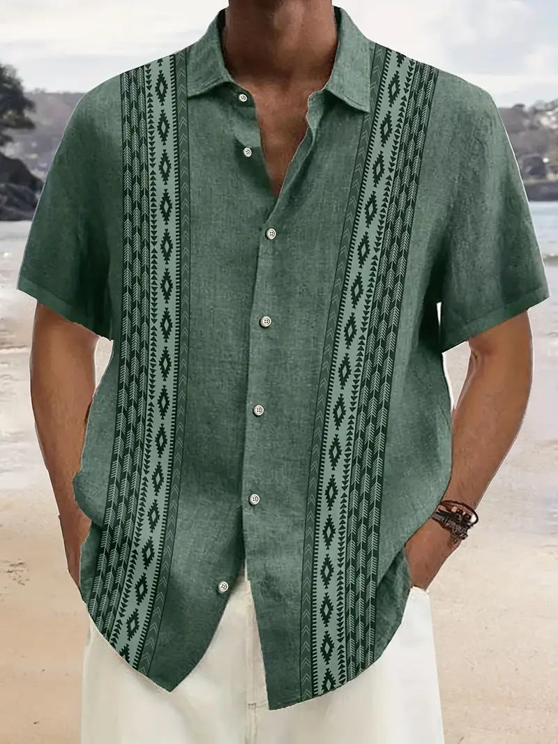 Simple Striped Element 3D Printing Stylish Cardigan Shirt