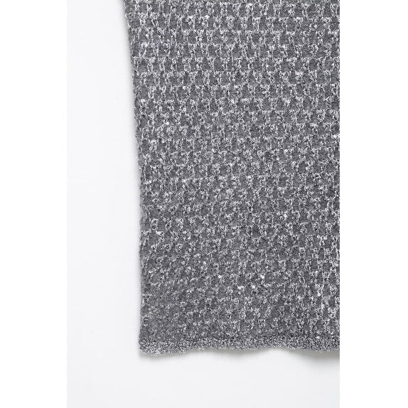 European And American Women's Beads Decoration Metallic Yarn Knitted Top