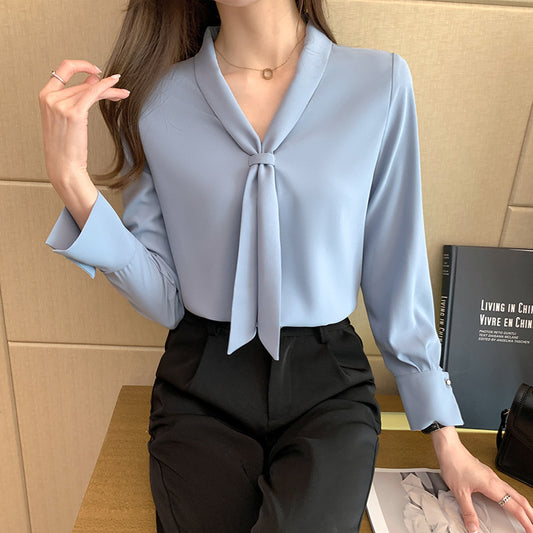 Chiffon Shirt Design Sense V-neck Shirt