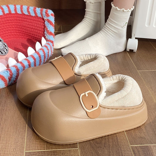 Women's Cotton Slippers Anti Slip Soft Sole Plush Warm Half Slipper Casual Fashion Korean Style New Outdoor Versatile Lazy Shoes