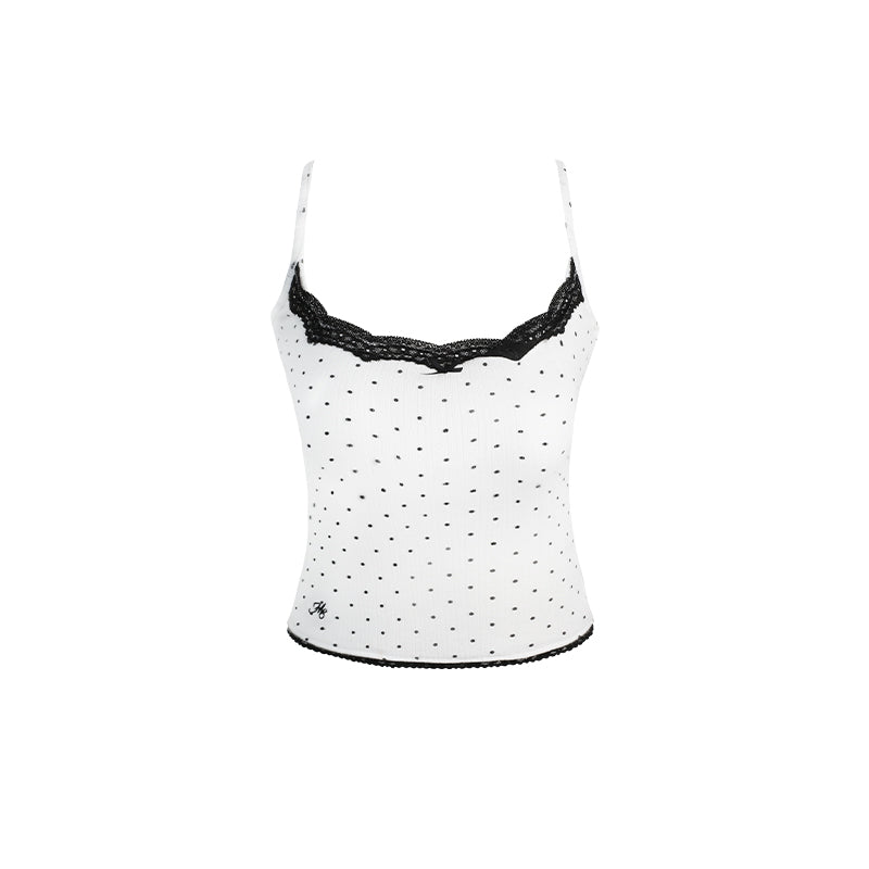 Polka Dot Cherry Lace Camisole Can Be Inner Wear Outer Wear Vest Top