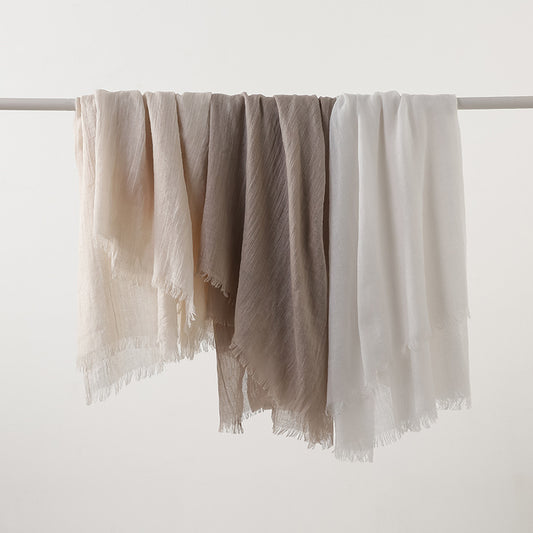 Artistic Sunscreen Solid Color Cotton And Linen Scarf