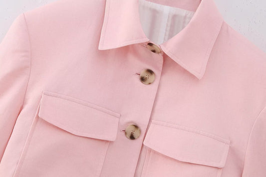 Women's Linen Short Suit Coat Straight-leg Trousers Suit