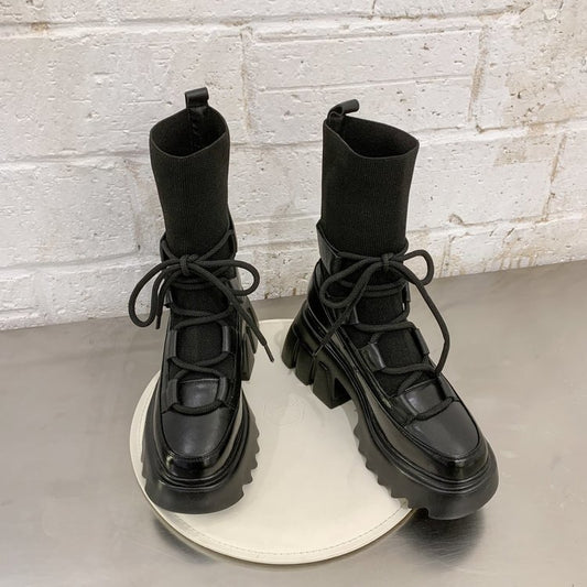 Women Fashion Short Tube Strap Elastic Ankle Boots