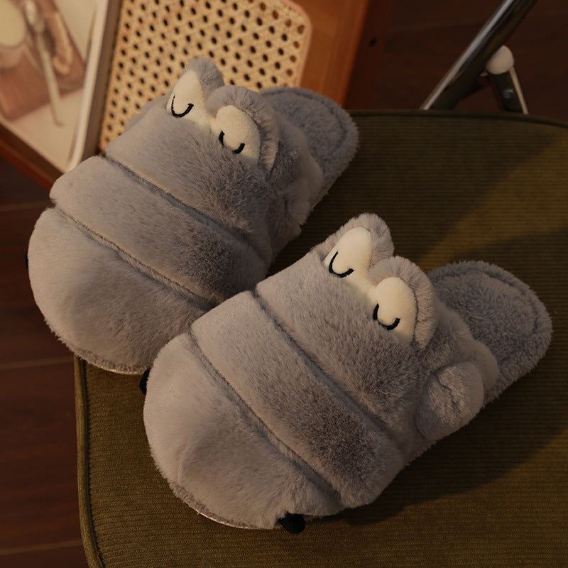 Female Winter Cute Cartoon Interior Home Couple Warm Plush Comfortable Student Fluffy Slippers