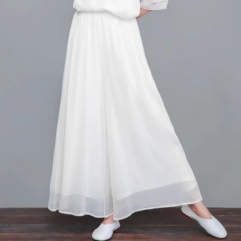 New Chinese-style Zen Tea Clothing With Tie-up Top In Cotton And Linen