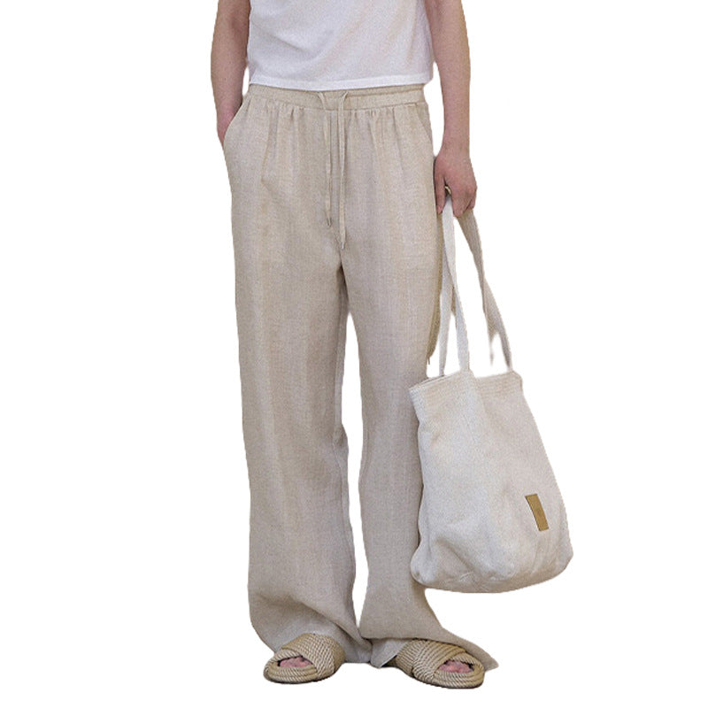 Minimal Versatile Women's Double Side Pocket Long Straight-leg Pants