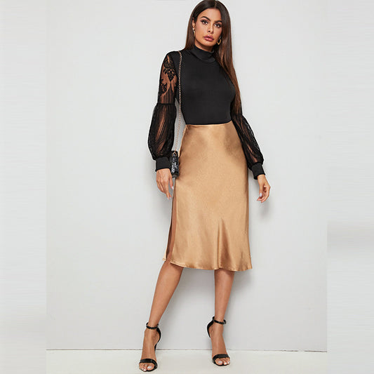 Lace Slim Fit Patchwork Fashion Long Sleeve Jumpsuit For Women